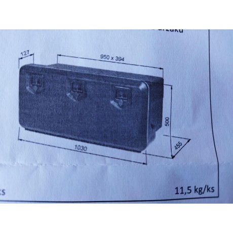 Přepravní box k zadnímu nosiči, vel. 1030×500×455mm